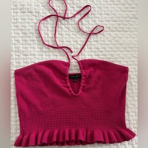 Pink knit halter top